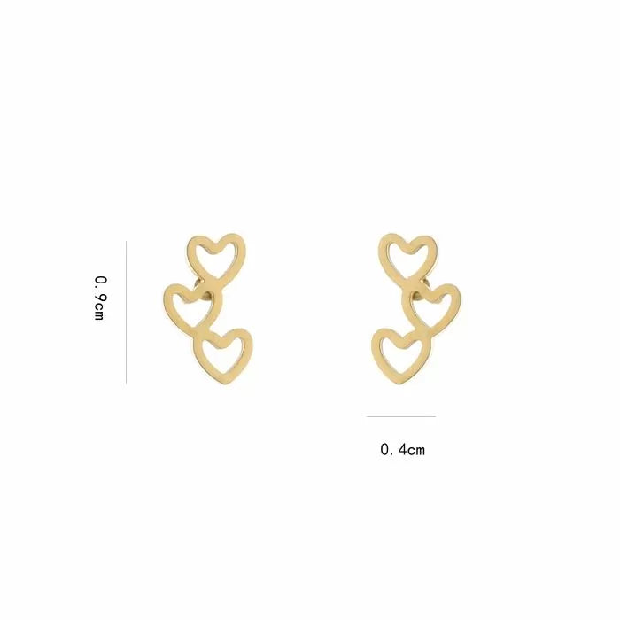 Triple love earrings
