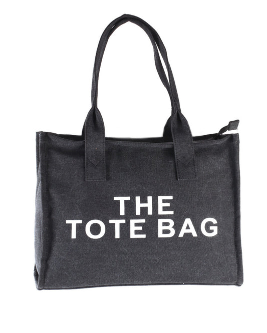 Canvas shopper zwart