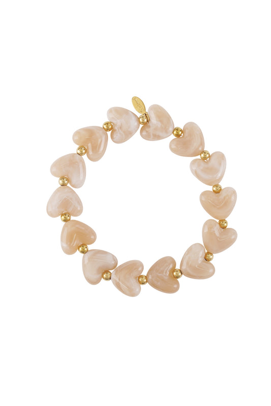 Pearl heart bracelet beige