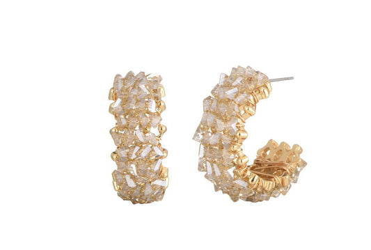 Strass beige hoops