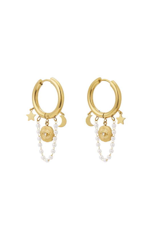 Pearl moon earrings