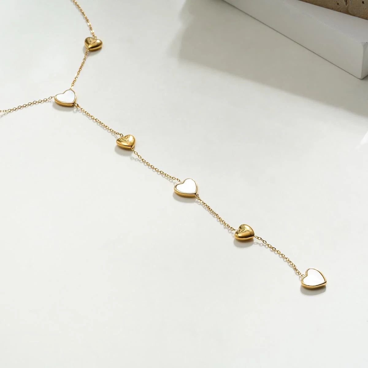 Pearl heart Y necklace