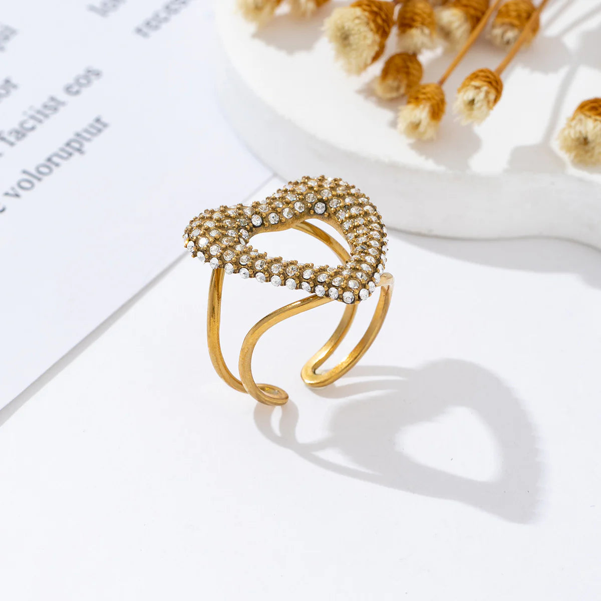 Open strass love ring