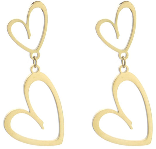 Double heart earrings