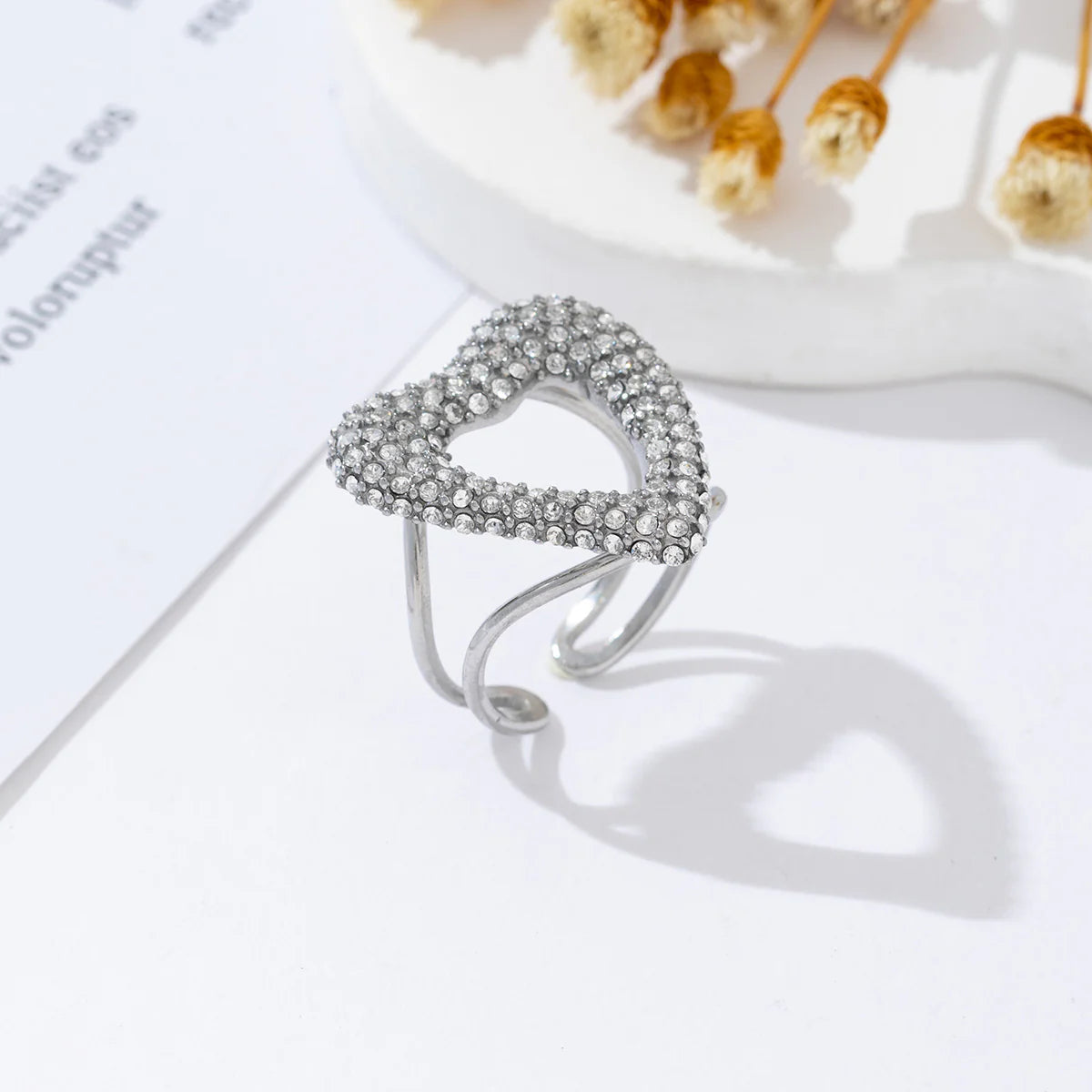 Open strass love ring