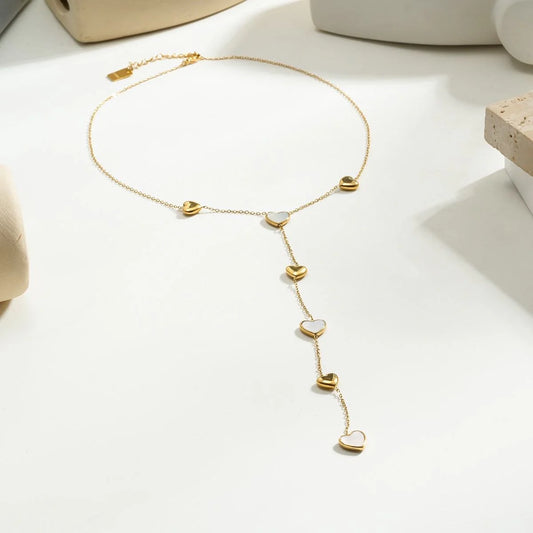 Pearl heart Y necklace